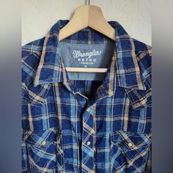 Wrangler Men’s Blue Retro Long Sleeve Button Down Size XL - Picture 3 of 10